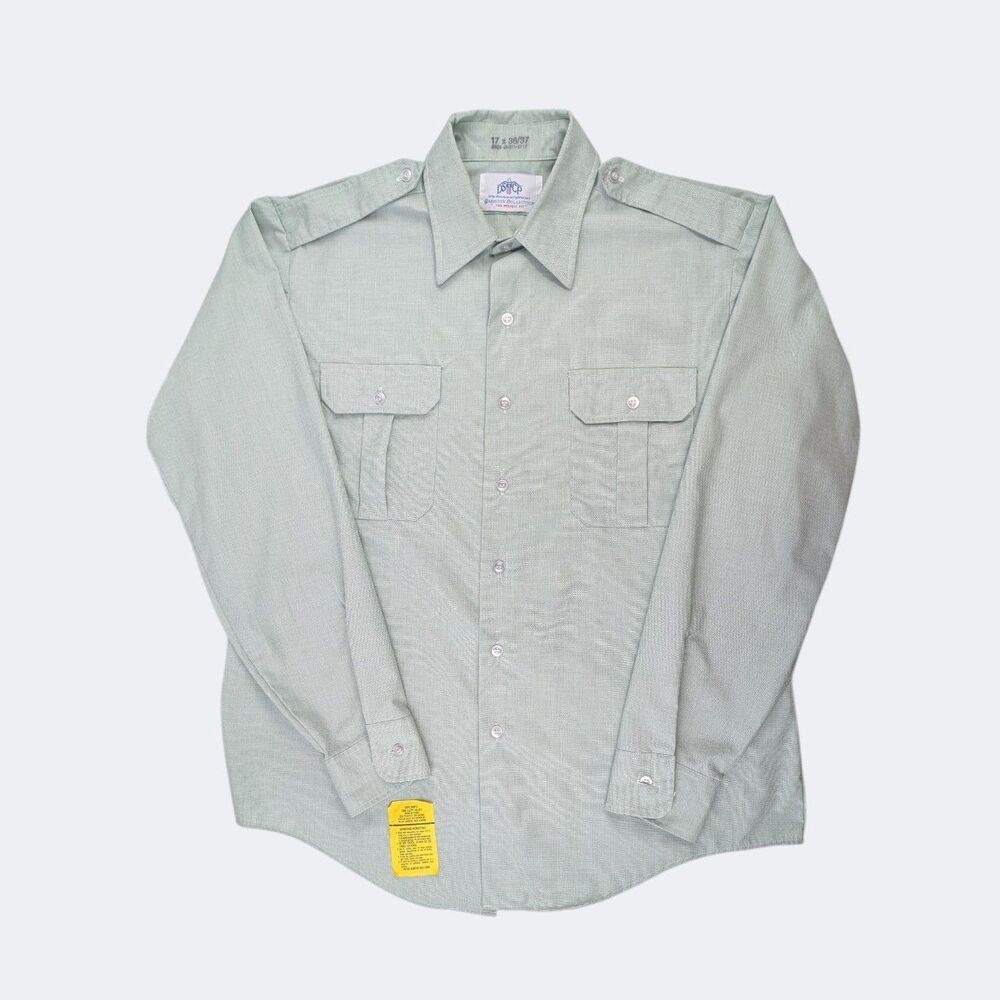 US Army Vintage DSCP Long Sleeve Green Garrison Collection Dress Shirt 17x36/37